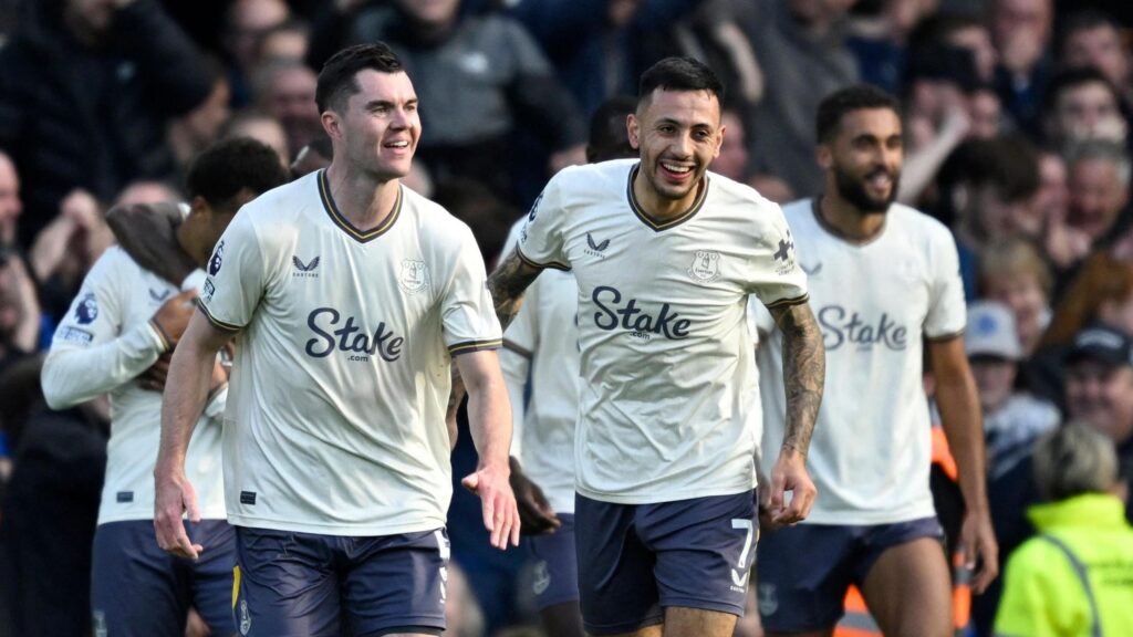 Dwight McNeil celebrating with Michael Keane during last weeks game against Ipswich