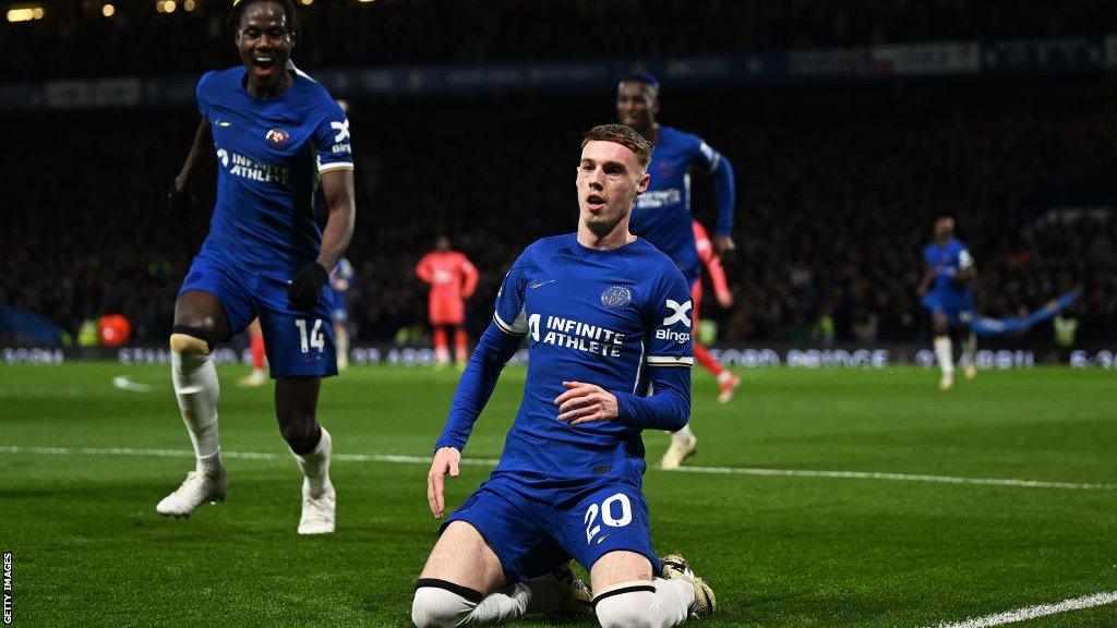 Cole Palmer celebrating his 4th goal against Everton last season.