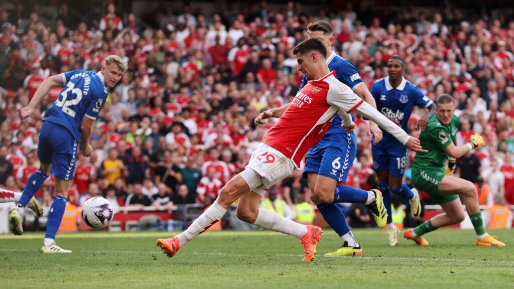 Kai Havertz scoring a late winner at The Emirates against Everton on the final day of last season.