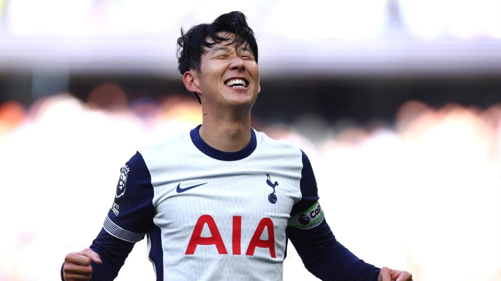 Tottenham captain Son celebrating one of his 6 Premier League goals this season.